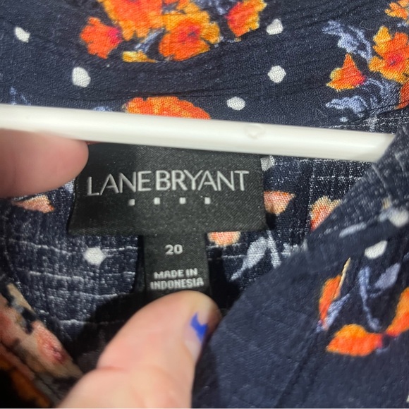 Lane Bryant Navy Blue with orange Floral Print Women's Top; Size 20 - Picture 4 of 9